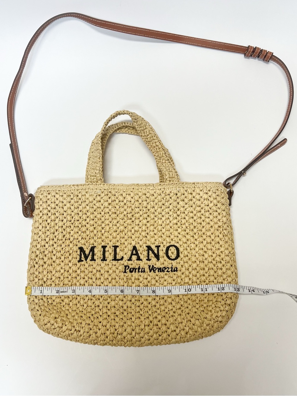 H&M Beige Woven Milano Crossbody Bag with Brown Strap - Picture 3 of 9